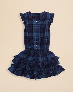 Ralph Lauren Childrenswear Girls' Madras Ruffle Dress   Sizes 7 16