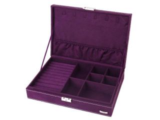 Purple One Tier Rectangle Jewelry Carrying Case w/Locker