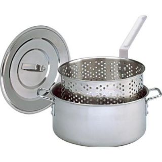 King Kooker Stainless Steel Deep Fryer with Lid Two Helper Handles and Punched Basket KK 2S