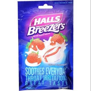 Halls Breezers Drops Cool Creamy Strawberry 25 Each (Pack of 2)