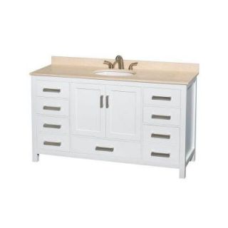 Wyndham Collection Sheffield 60 in. Vanity in White with Marble Vanity Top in Ivory WCS141460SWHIVUNOMXX