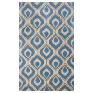 Kas Rugs Bob Mackie Home Blue Eye of the Peacock 3 ft. 3 in. x 5 ft. 3 in. Area Rug BMH101933X53