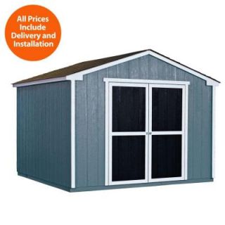 Handy Home Products Installed Princeton 10 ft. x 10 ft. Wood Storage Shed with Driftwood Shingles 60609 0