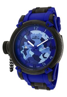 Men's Russian Diver Blue Polyurethane and Black IP Steel Blue Dial