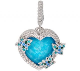 Judith Ripka Sterling & Turquoise Doublet Heart Charm —