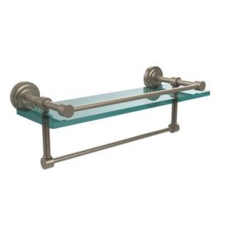 Allied Brass Dottingham 5 in. W x 16 in. L Gallery Glass Shelf with Towel Bar in Antique Pewter DT 1TB/16 GAL PEW