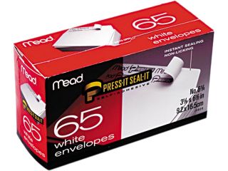 Mead 75028 Press it Seal it Business Envelope, 3 5/8 × 6 1/2, 20 lb, White, 65/Box