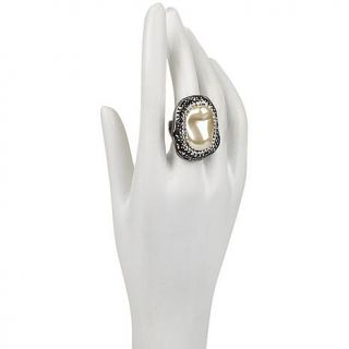 Real Collectibles by Adrienne® Baroque Simulated Pearl Hematite Tone Ring   7571613