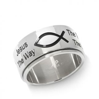 Michael Anthony Jewelry® Stainless Steel "Fish" Scripture Unisex Band Ring   7695045