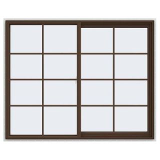 JELD WEN 59.5 in. x 47.5 in. V 2500 Series Right Hand Sliding Vinyl Window with Grids   Brown THDJW138500207