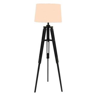 Woodland Imports 62 in Dark Brown Tripod Indoor Floor Lamp with Fabric Shade