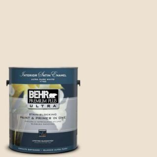 BEHR Premium Plus Ultra 1 Gal. #PPU7 15 Ivory Lace Satin Enamel Interior Paint 775001