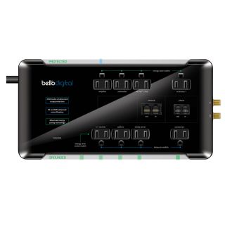 Bell'O 8 Outlet 2160 Joules Home Entertainment Surge Protector with USB Charger