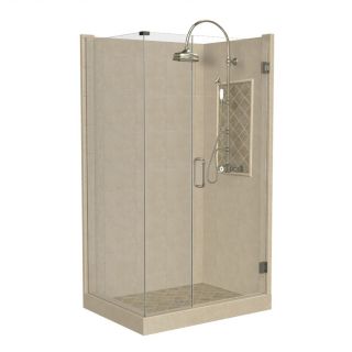 American Bath Factory Panel Medium Fiberglass and Plastic Square Corner Shower Kit (Actual: 86 in x 36 in x 42 in)
